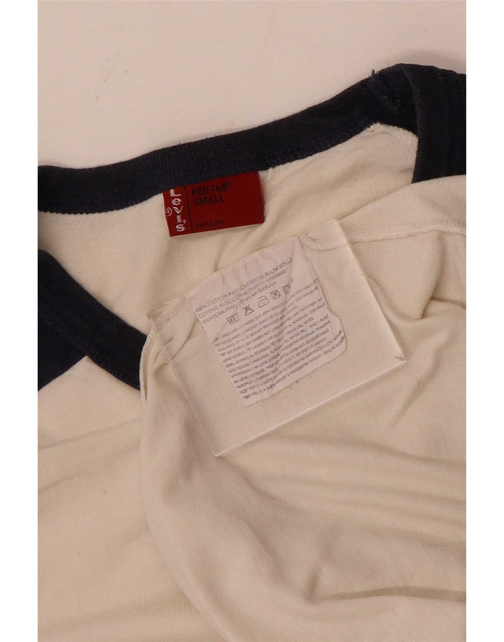 Levi's Mens Graphic Top Manga Larga Pequeño Algodón Blanco
