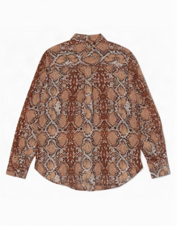 Marks & Spencer Blusa para mujer UK 8 Small Marrón Estampado animal Poliéster