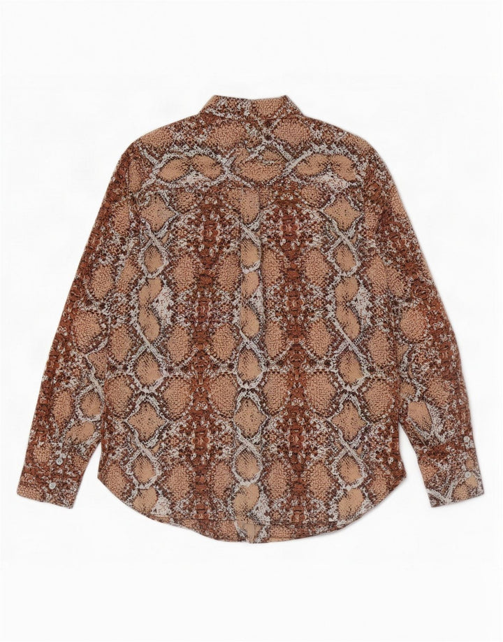 Marks & Spencer Blusa para mujer UK 8 Small Marrón Estampado animal Poliéster
