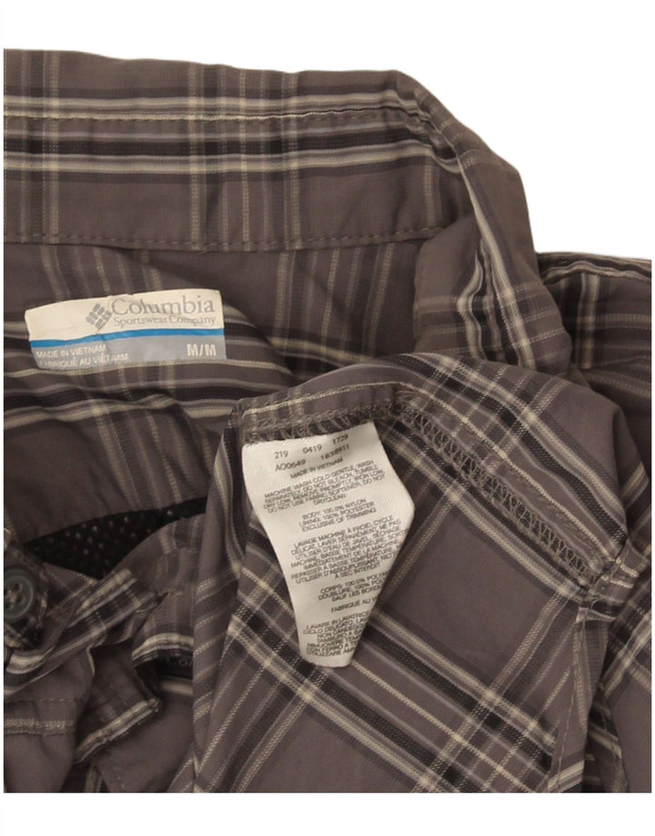 Camisa Columbia Hombre Nylon A Cuadros Gris Medio