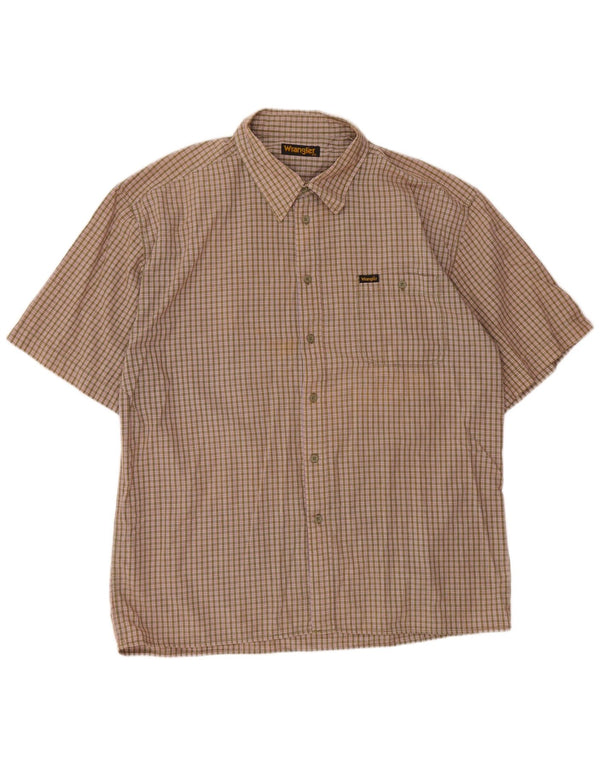 WRANGLER Camisa de manga corta para hombre 2XL Khaki Gingham