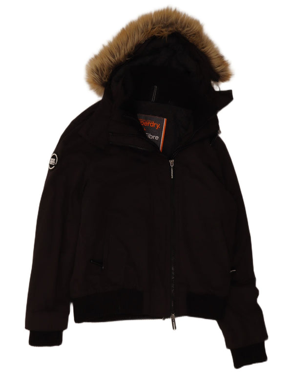 Superdry Chaqueta cortavientos con capucha Windbomber para hombre, talla 40, color negro