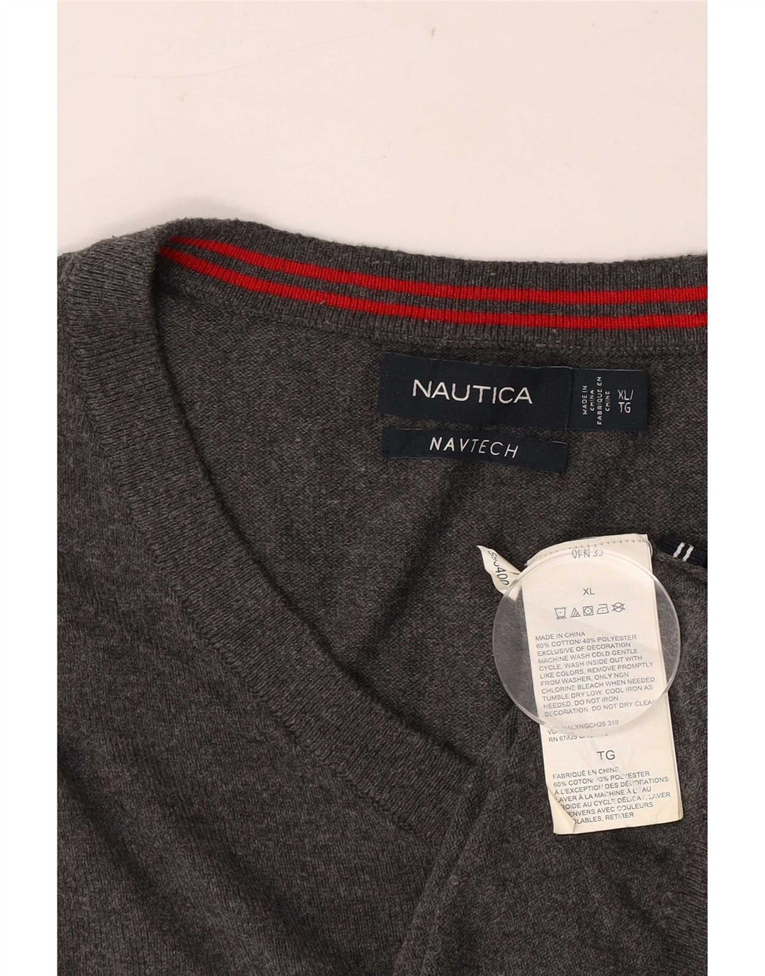 Nautica Jersey Navtech con Cuello en V para Hombre XL Algodón Gris