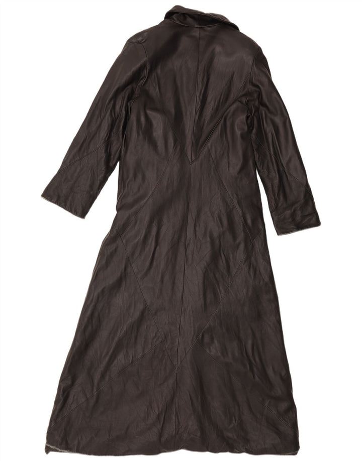 Abrigo de cuero vintage para mujer IT 46 Cuero negro grande