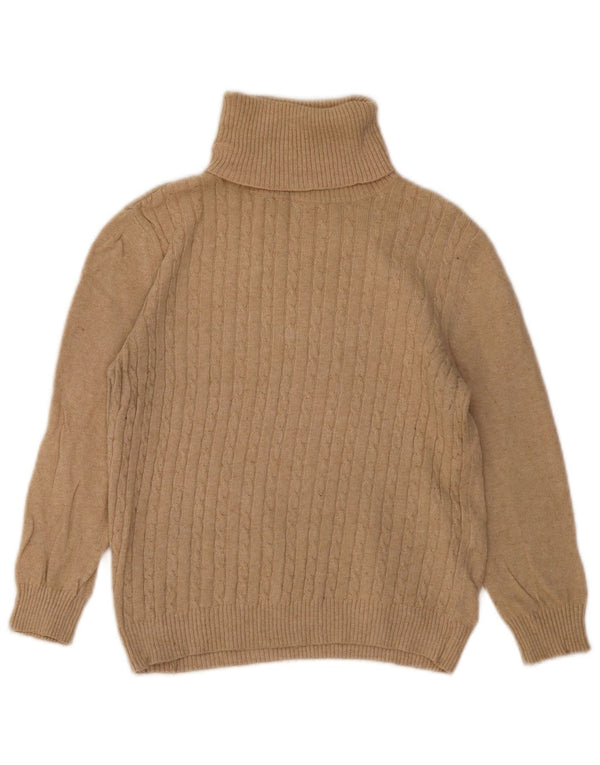 Zara Mujer Crop Roll Neck Jumper Sweater UK 12 Medio Beige Algodón