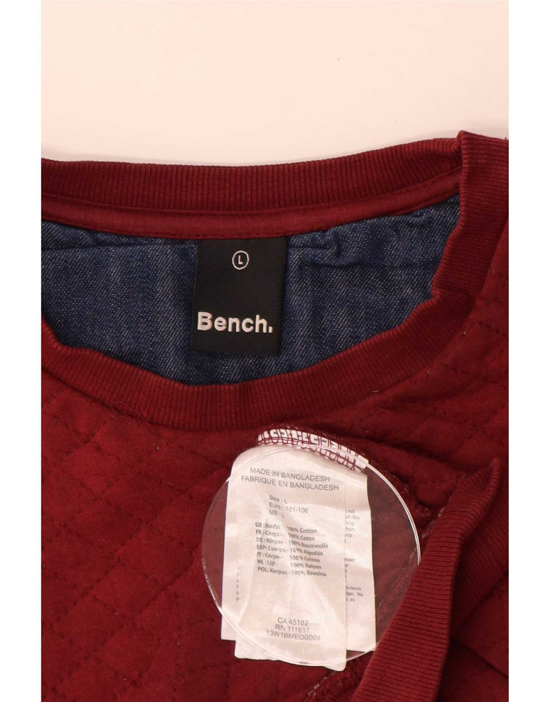 Bench Hombre Sudadera Jumper Large Rojo Colorblock Algodón