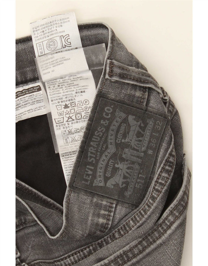 Levi's Hombre 511 Slim Jeans W36 L32 Algodón Gris