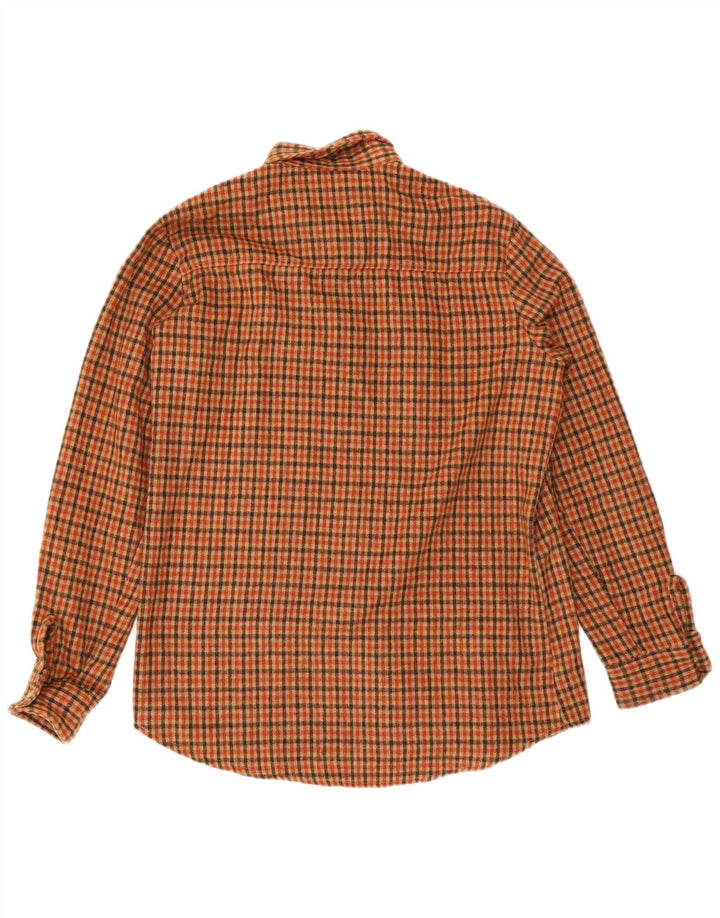 Camisa de franela vintage para hombre a cuadros marrón medio