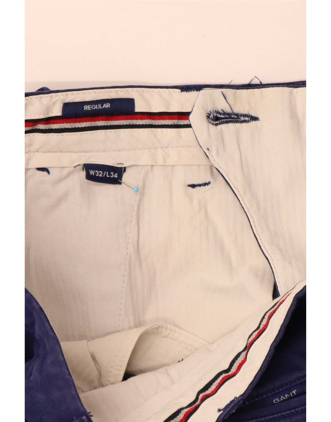 Gant Pantalón chino regular para hombre W32 L34 Algodón azul
