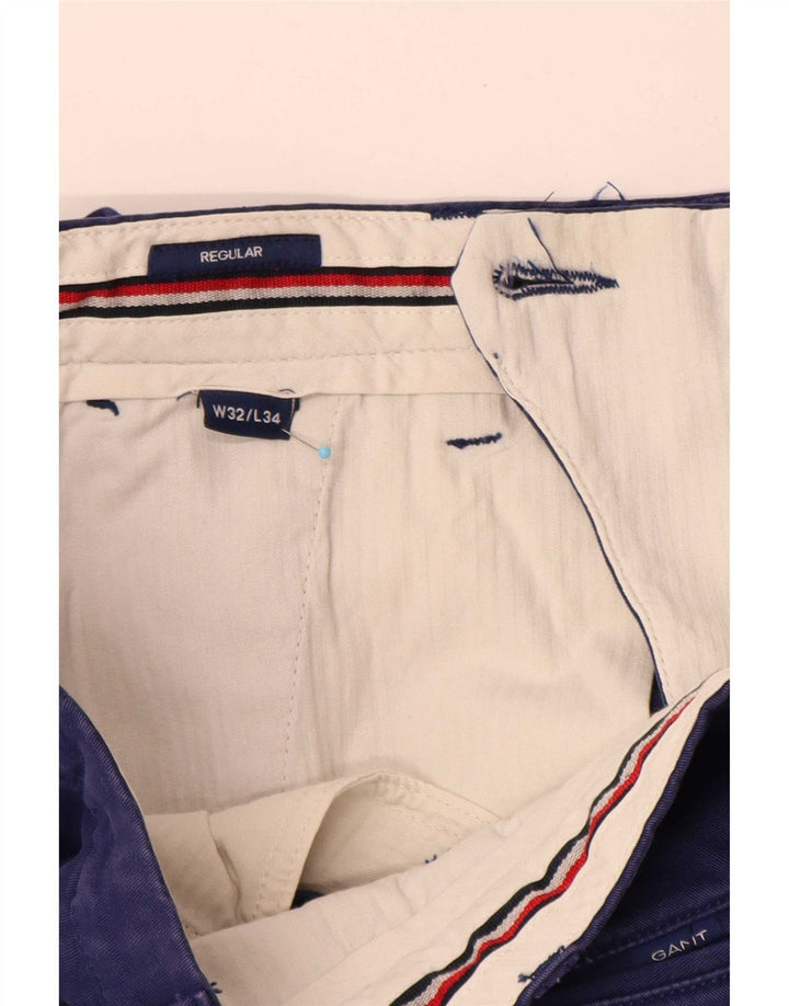 Gant Pantalón chino regular para hombre W32 L34 Algodón azul