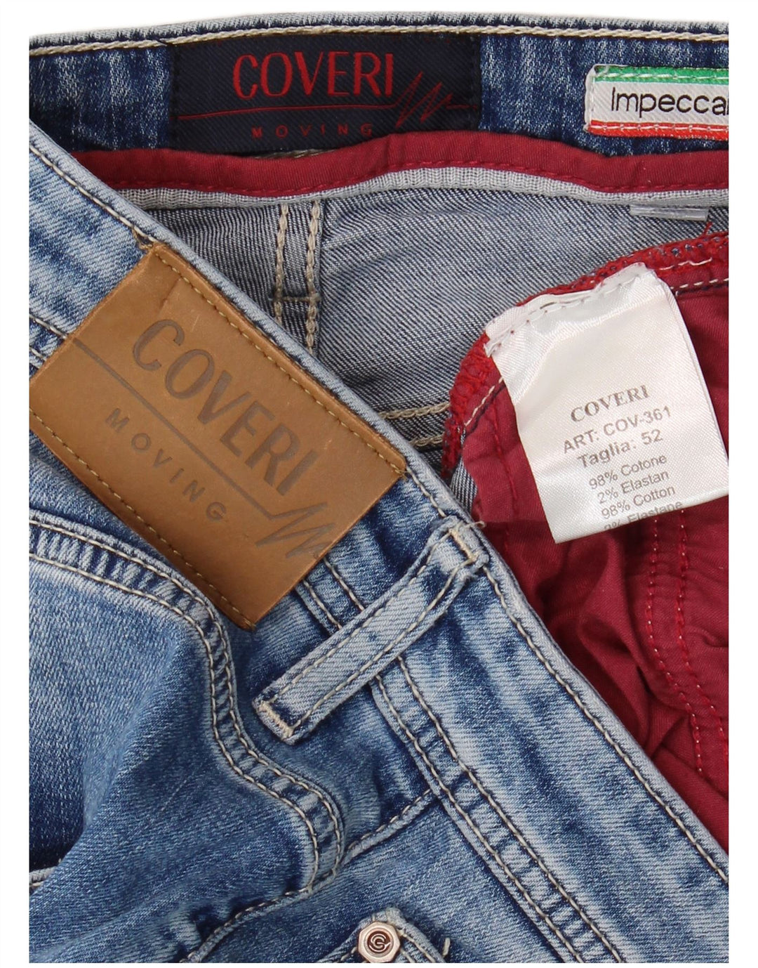 COVERI Pantalones cortos de mezclilla para hombre IT 52 XL W38 Algodón azul