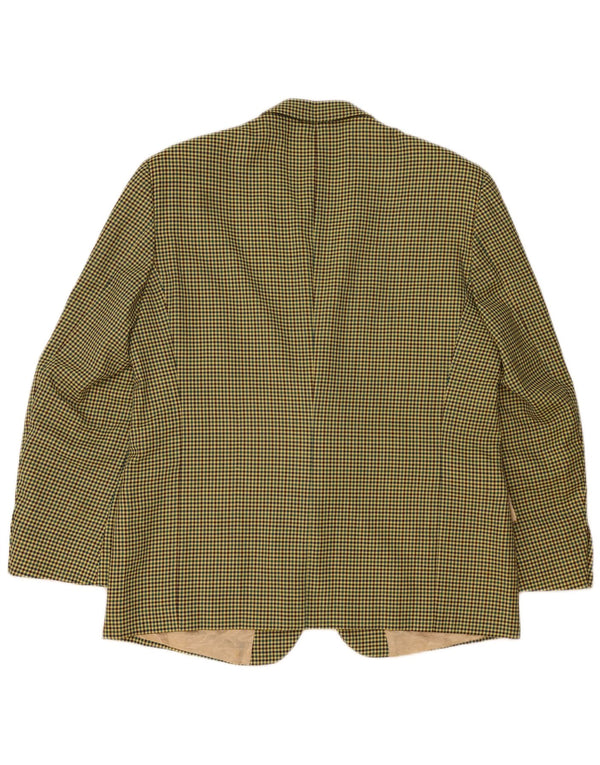 Vintage hombres 2 botones Blazer chaqueta IT 56 3XL lana de pata de gallo amarilla