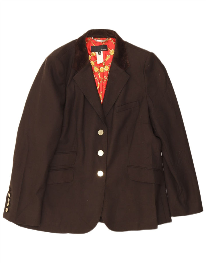Les Copains Chaqueta Blazer De 3 Botones Para Mujer IT 52 2XL Lana Virgen Marrón