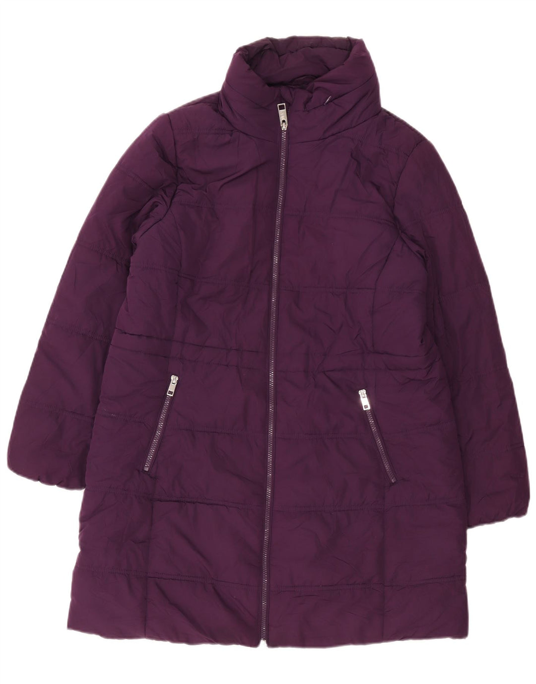 Marks & Spencer Abrigo acolchado con capucha para mujer UK 46 Poliéster morado grande