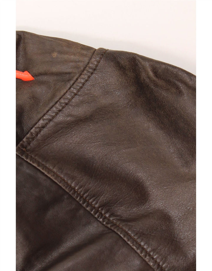 On Spirit Chaqueta Bomber de Cuero para Hombre IT 48 Cuero Marrón Medio