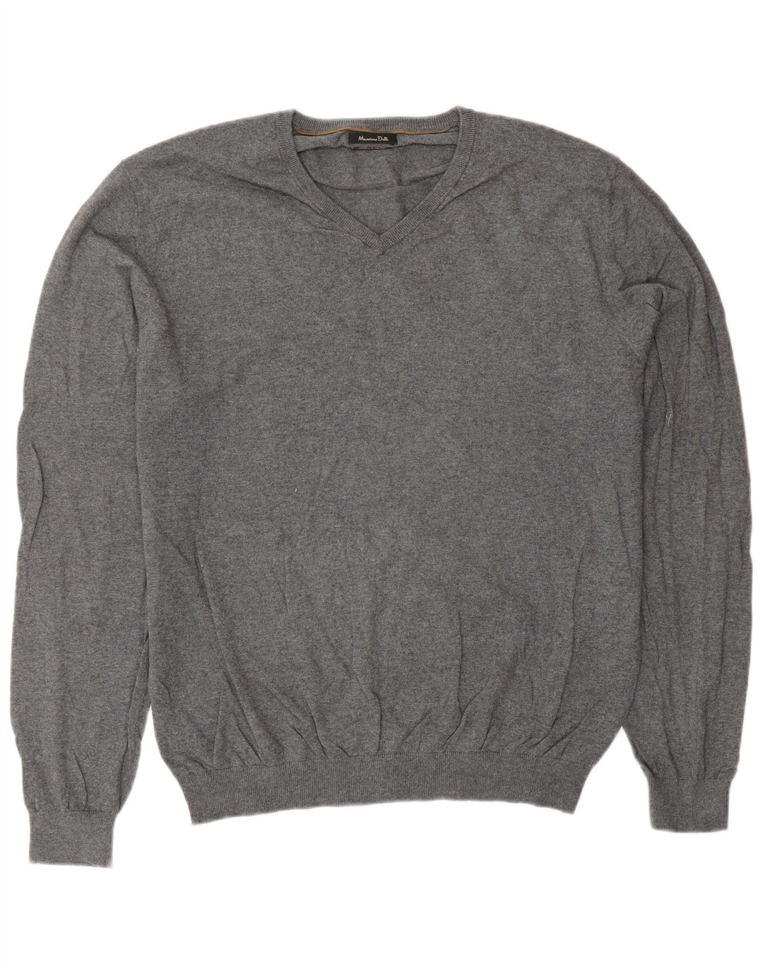 Massimo Dutti Jersey Hombre Cuello Pico XL Gris Algodón