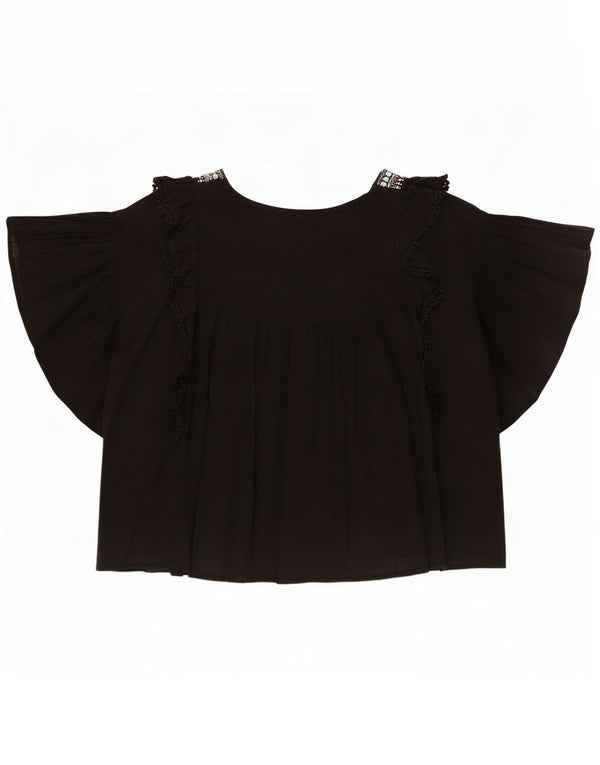 Topshop Blusa extragrande para mujer UK 8 Small Algodón negro