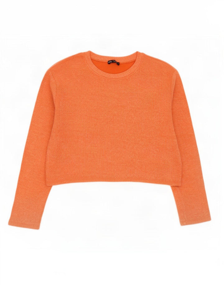 Zara Mujer Crop Top Manga Larga UK 44 Medio Naranja
