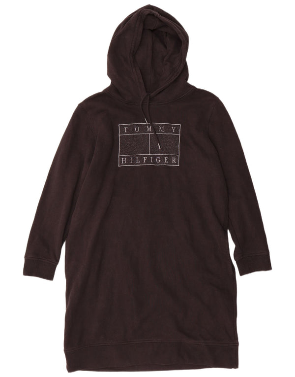 Tommy Hilfiger Vestido con capucha gráfico de manga larga para mujer UK 40 XL Negro