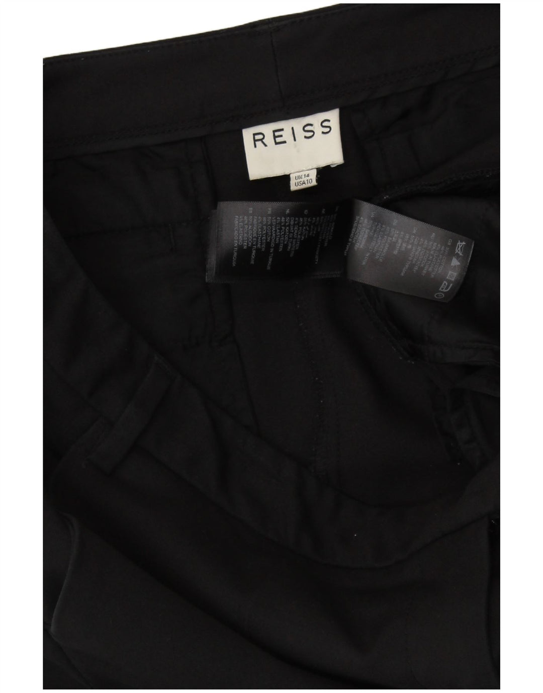REISS Pantalones de traje ajustados para mujer UK 40 Large W33 L27 Algodón negro