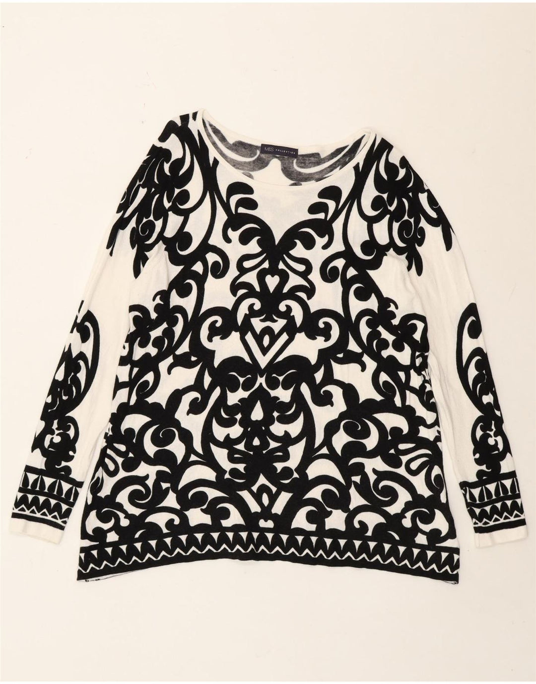 Marks & Spencer Top para mujer de manga larga UK 46 Large White Paisley Viscosa