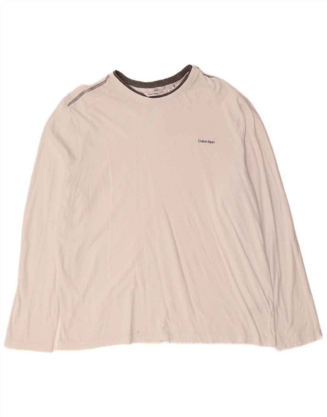 CALVIN KLEIN Camiseta Hombre Manga Larga XL Blanco Algodón