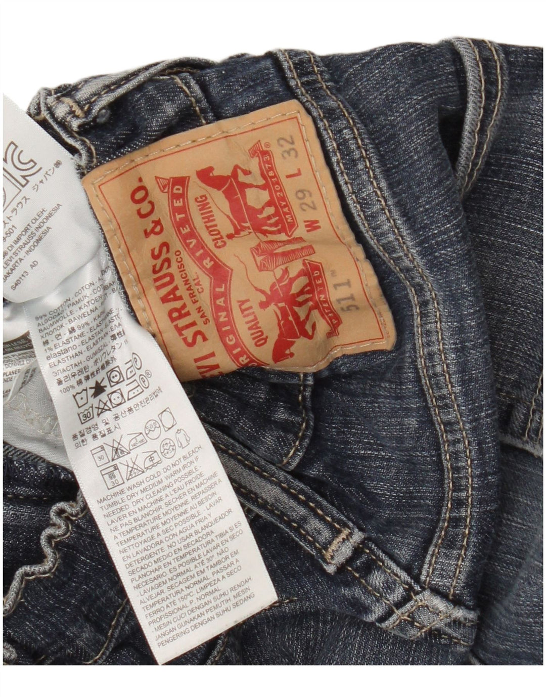Levi's Hombre 511 Vaqueros Slim Desgastados W29 L29 Algodón Azul