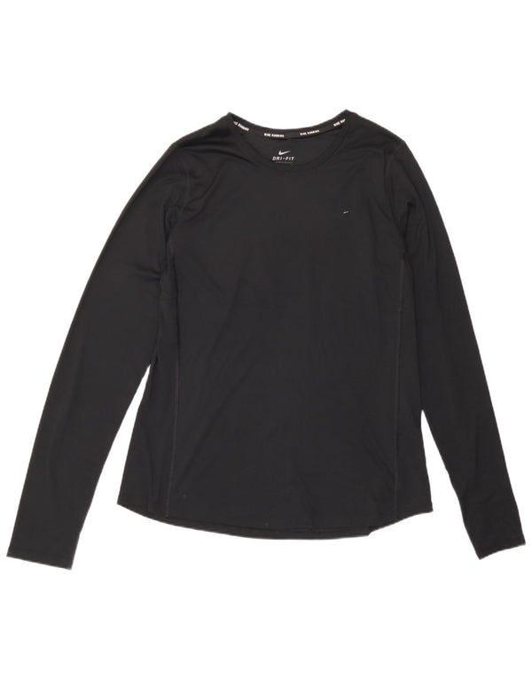 Nike Mujer Dri Fit Top Manga Larga UK 44 Grande Poliéster Negro