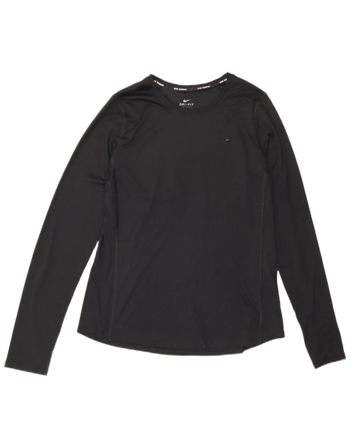 Nike Mujer Dri Fit Top Manga Larga UK 44 Grande Poliéster Negro