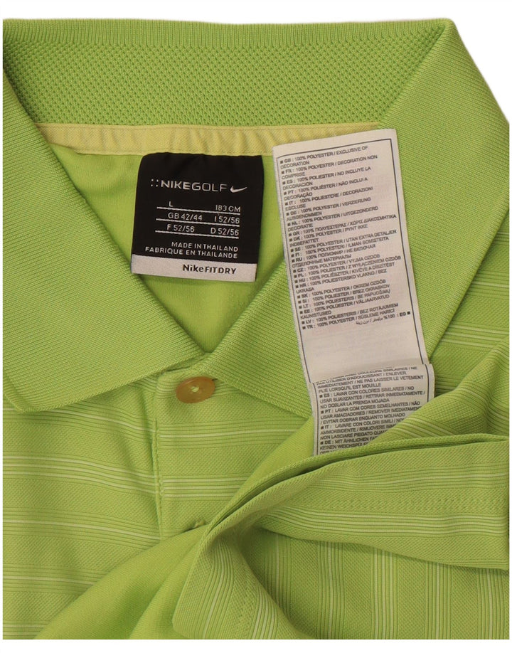 NIKE Polo Fit Dry para hombre UK 42/44 Poliéster a rayas verdes grandes