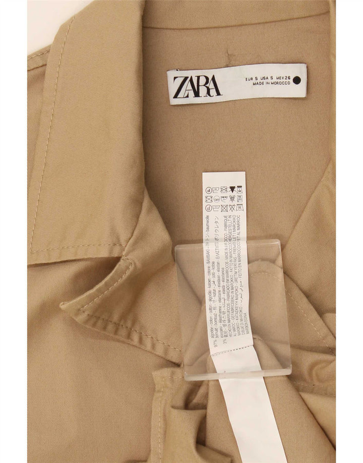 Zara Mujer Chaqueta Blazer Extragrande De 3 Botones Reino Unido 10 Small Algodón Beige