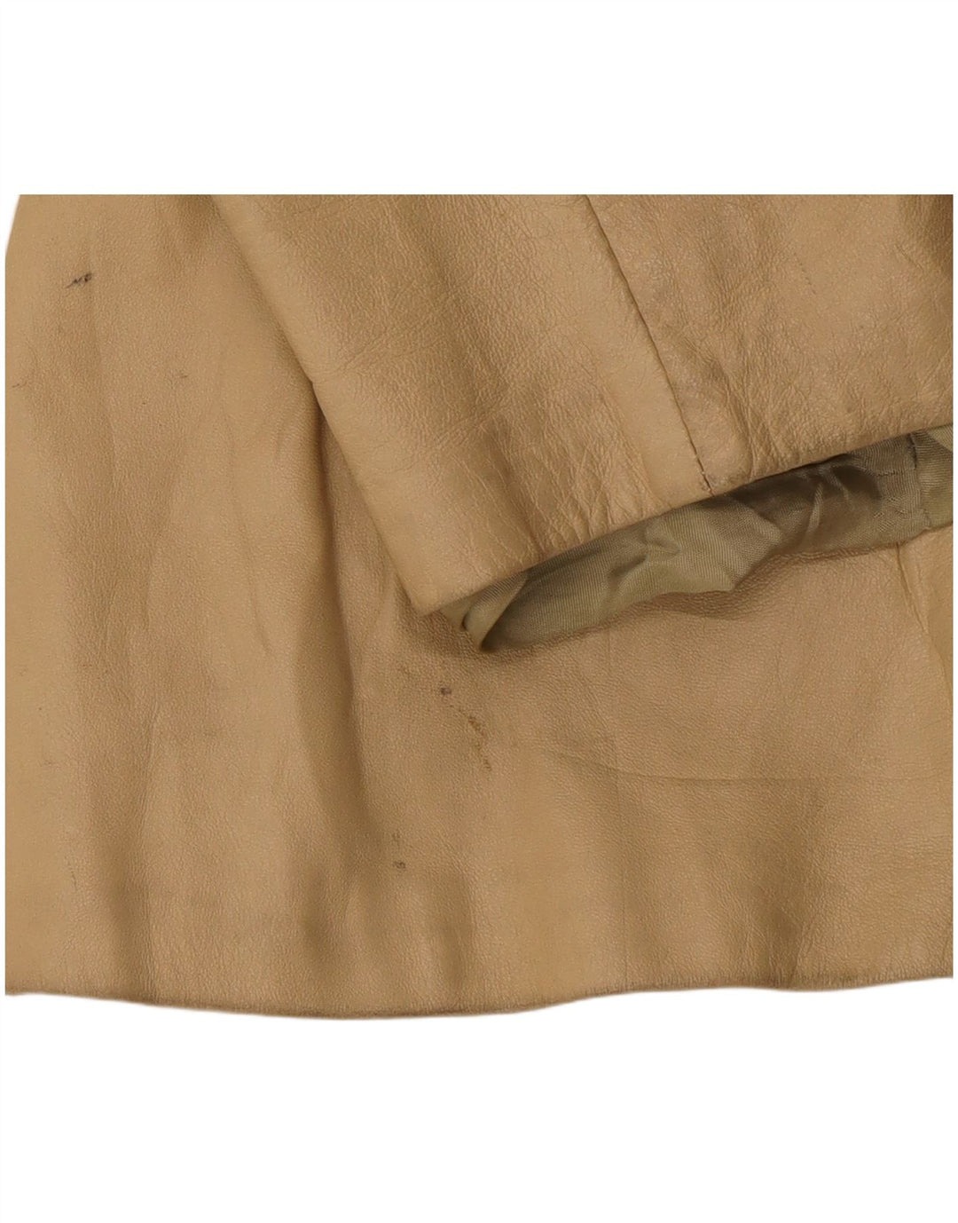 Chaqueta de cuero vintage para mujer IT 46 Beige grande