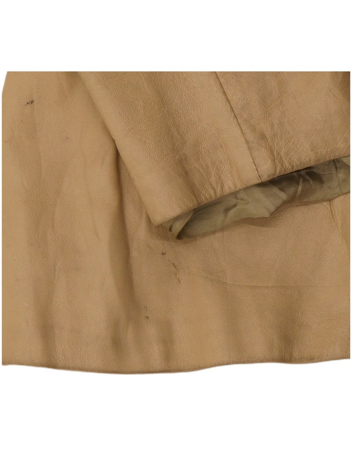 Chaqueta de cuero vintage para mujer IT 46 Beige grande