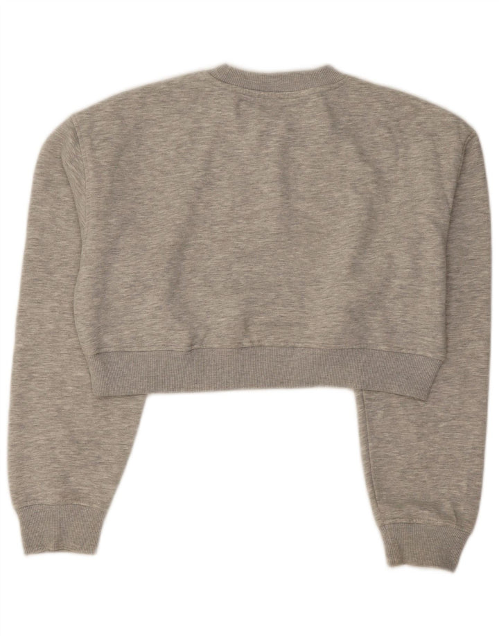 Zara Mujer Crop Sudadera De Gran Tamaño Jersey UK 10 Small Gris Moteado