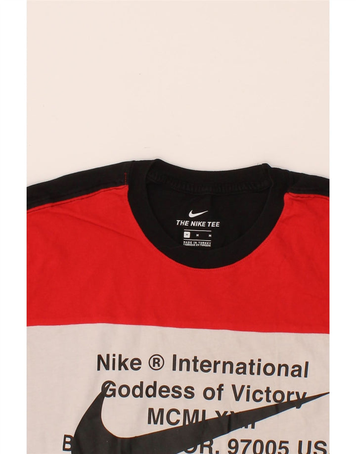 NIKE Camiseta gráfica para hombre Top mediano negro de algodón con bloques de color