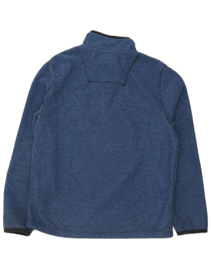 Weird Fish Jersey de forro polar con cuello y cremallera para hombre, poliéster azul grande