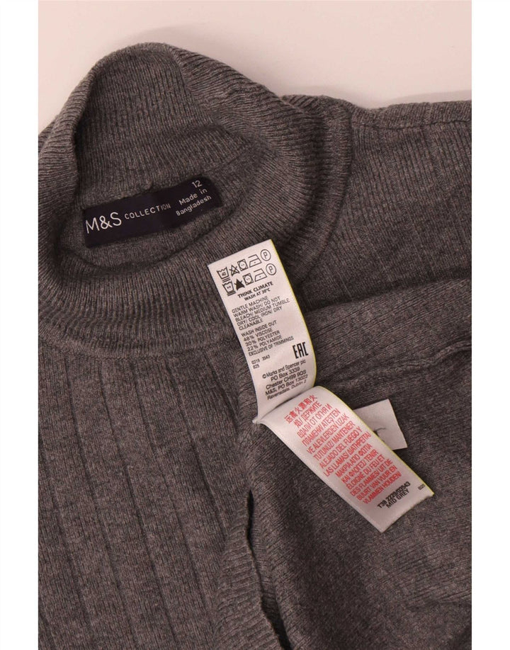 Marks & Spencer Suéter tipo jersey con cuello alto para mujer UK 40 Viscosa gris medio