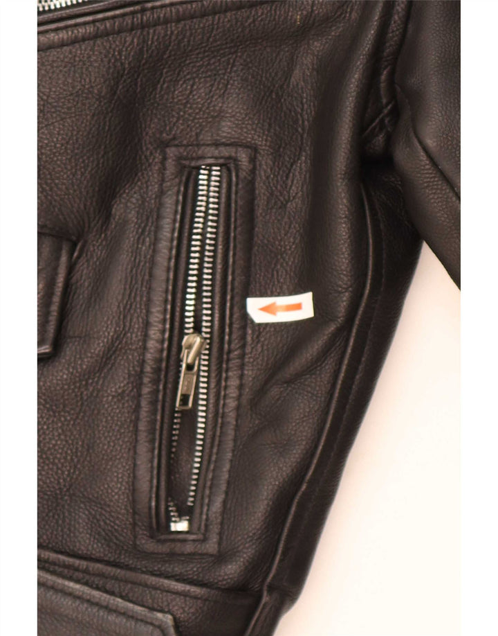Vintage hombres cuero biker chaqueta Reino Unido 36 pequeño negro