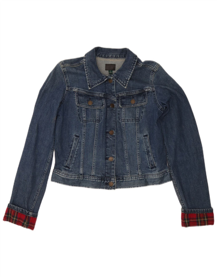 Ralph Lauren Chaqueta vaquera corta para mujer Reino Unido 12 Algodón a cuadros azul medio