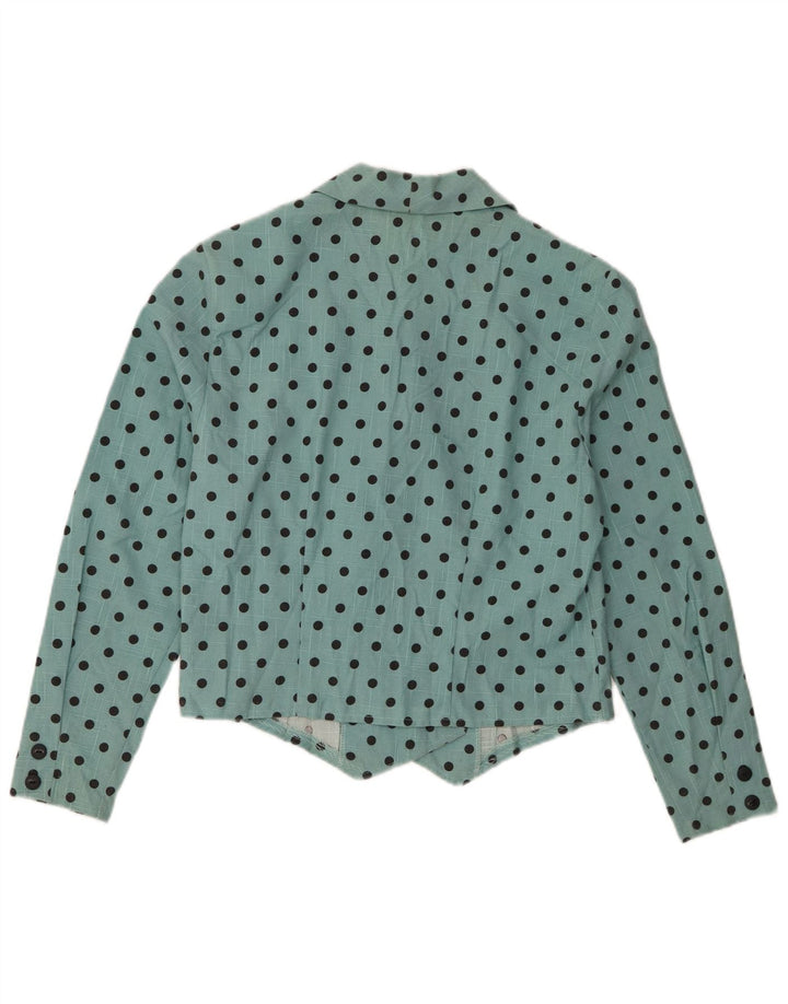 Vintage mujer Blazer chaqueta IT 40/42 pequeño lunar turquesa