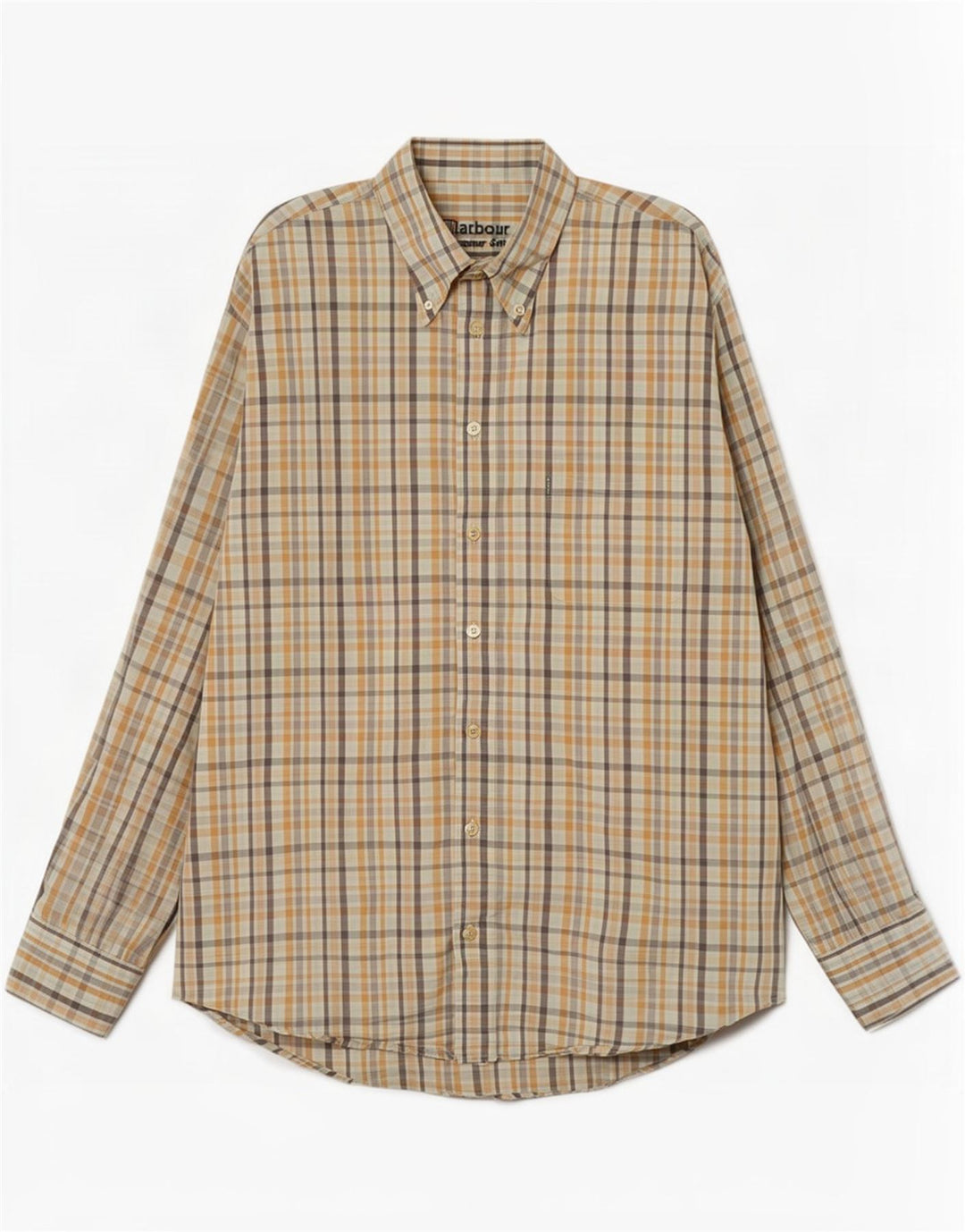 Camisa Barbour Hombre Cuadros Beige Grande