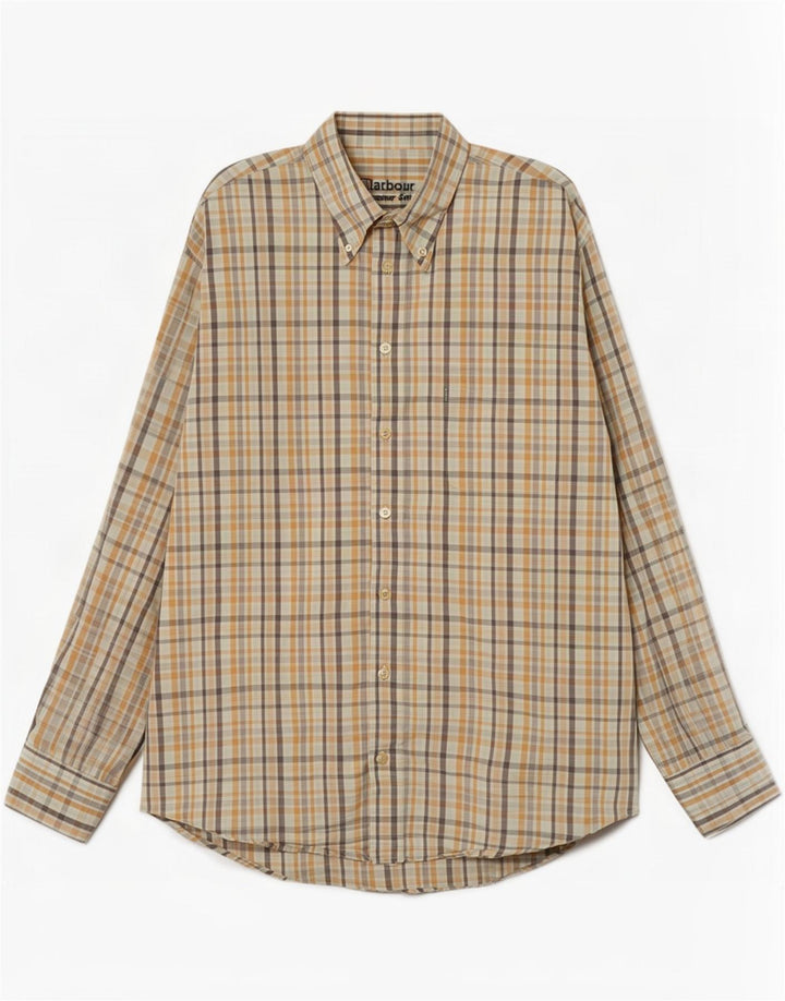 Camisa Barbour Hombre Cuadros Beige Grande