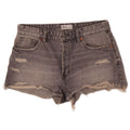 Zara Pantalones cortos de mezclilla desgastados para mujer EU 42 Large W32 Algodón gris