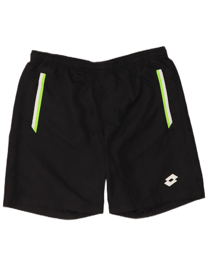 Lotto Pantalones cortos deportivos para hombre grande poliéster negro