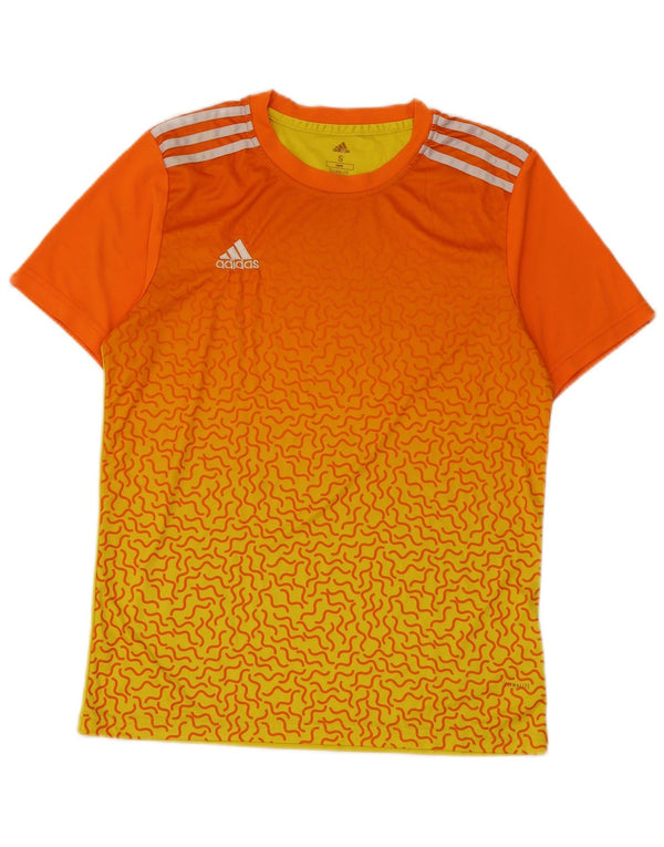 Adidas Mens Climalite Camiseta Top Pequeño Naranja Colorblock