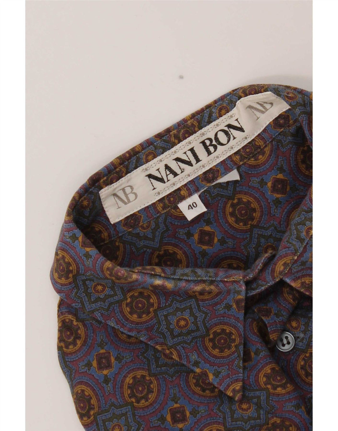 NANI BON Camisa para hombre Talla 40 Medio Azul Ikat