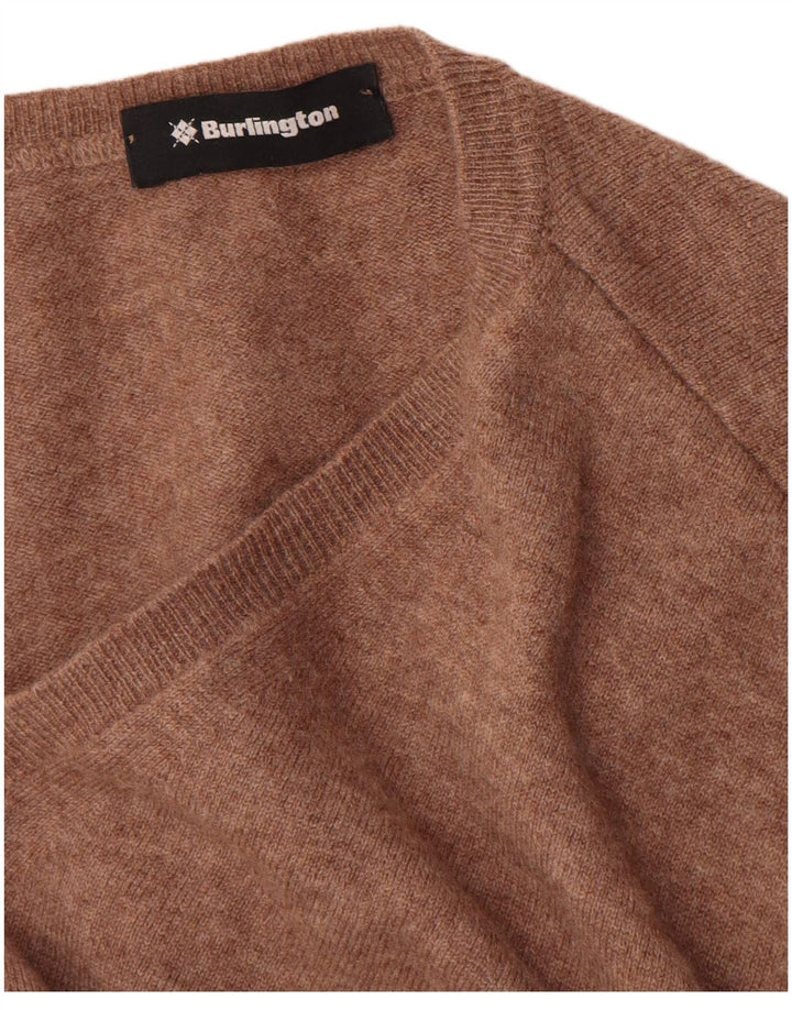 Burlington Jersey con cuello en V para hombre de lana virgen marrón grande