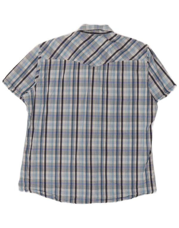 Americanino Camisa Manga Corta Hombre XL Azul Cuadros Algodón