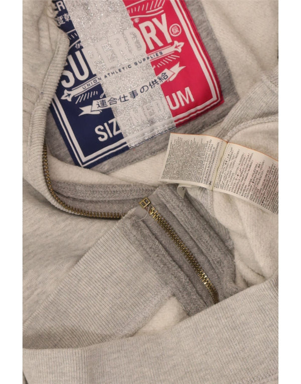 Superdry Sudadera con capucha y cremallera gráfica para mujer Reino Unido 40 Algodón gris medio