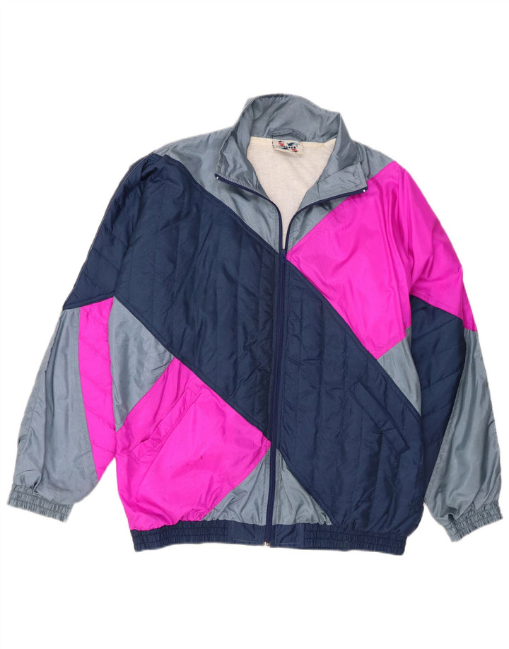 Master Chaqueta superior de chándal para hombre Azul marino mediano Nylon con bloques de color